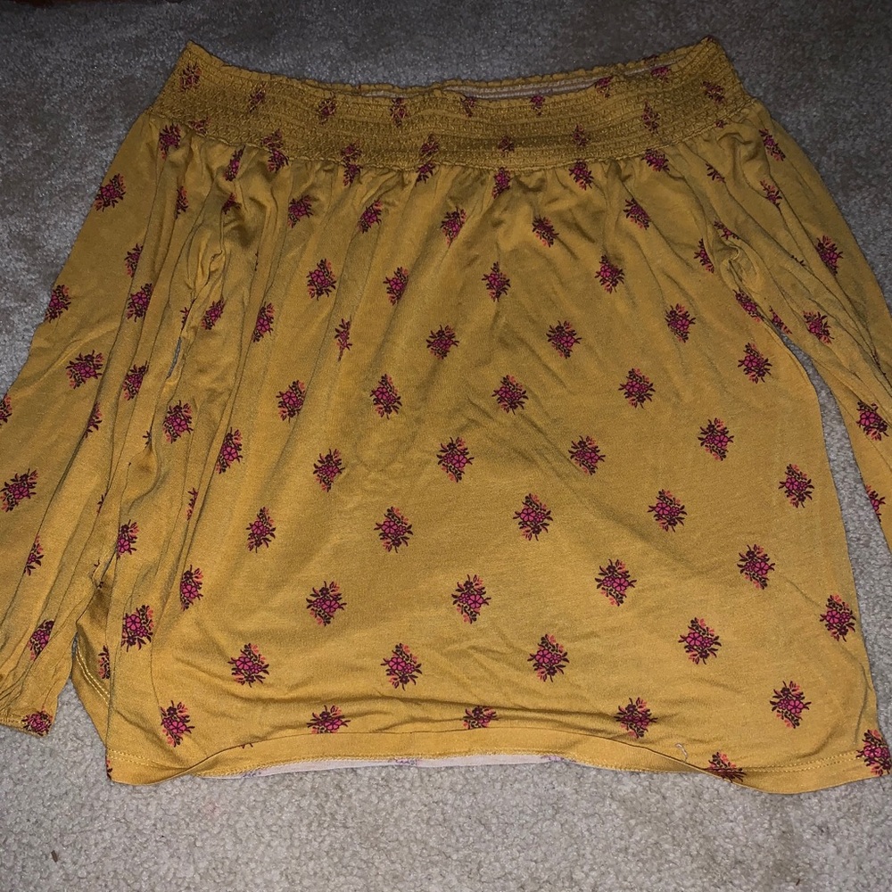 Off the shoulder yellow, floral top
